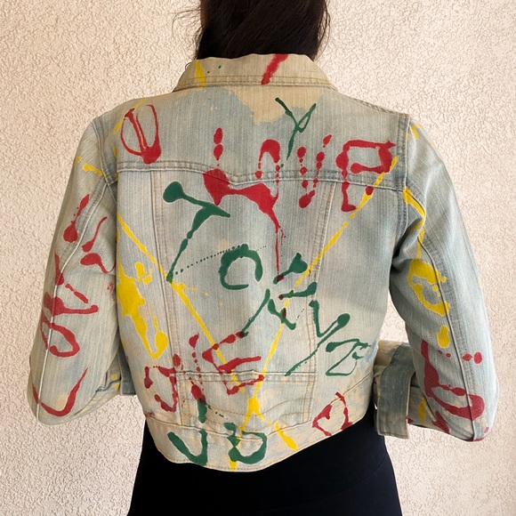 Navie Paint Style Button Up Jean Jacket - Picture 5 of 12